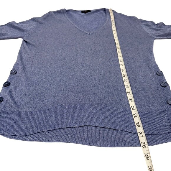 J.Crew V-Neck Sweater With Side Buttons in Linen Blend Blue Size M - Picture 7 of 7